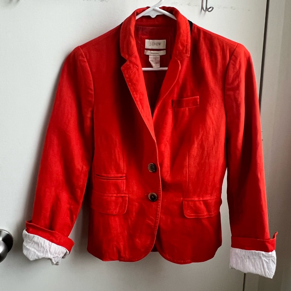 J. Crew Linen Schoolboy Suit Jacket Orange Size 0